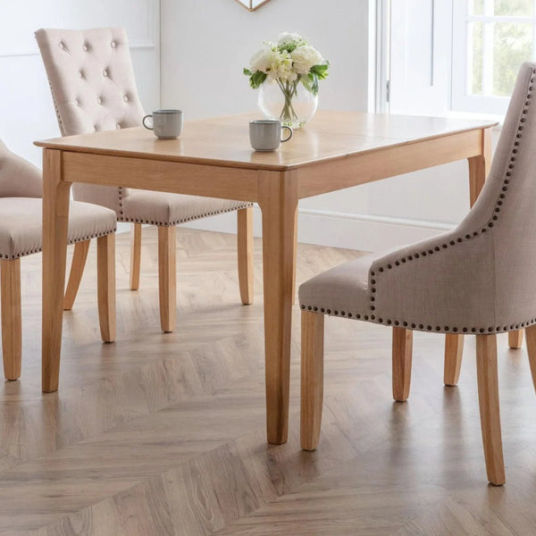 Cotswold Solid Oak Extending Dining Table 140–180cm – Natural Oak 6 Seater - Sleek Furniture