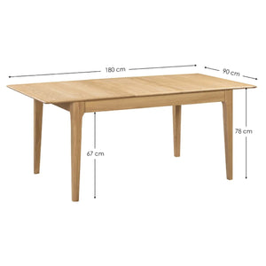 Cotswold Solid Oak Extending Dining Table 140–180cm – Natural Oak 6 Seater - Sleek Furniture