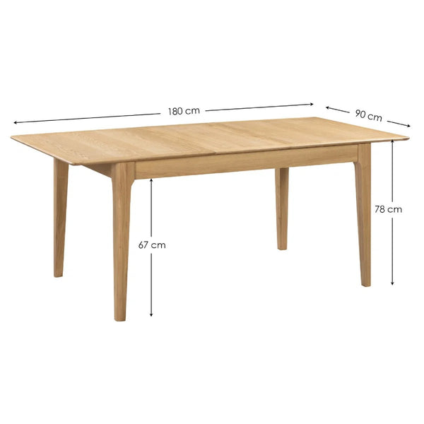 Cotswold Solid Oak Extending Dining Table 140–180cm – Natural Oak 6 Seater - Sleek Furniture