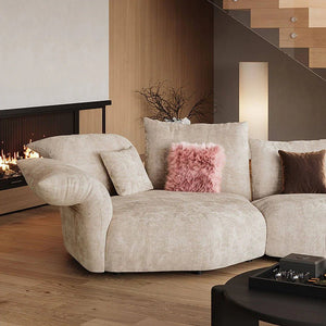 Cove Petal Modular Three Seater Sofa – Contemporary Free-Form Chenille Sofa with High-Density Sponge Cushions | Modern Living Room Seating in Cream, Pink & Blue - Sleek Furniture