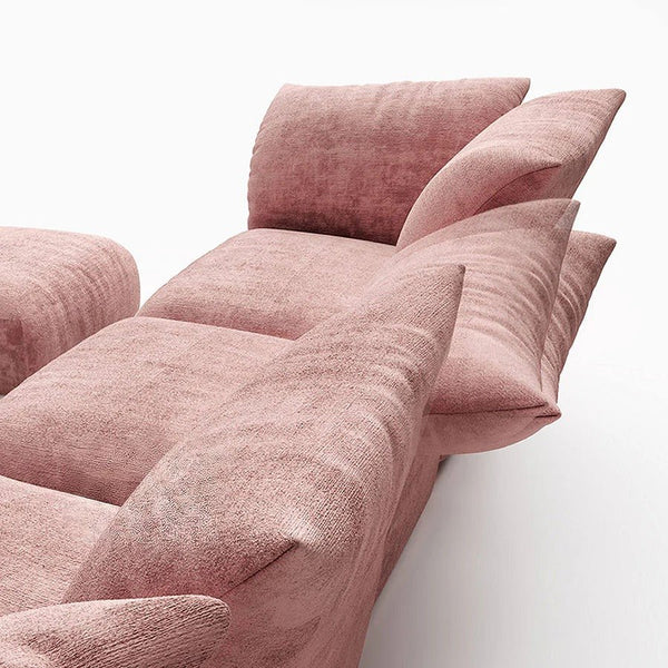 Cove Petal Modular Three Seater Sofa – Contemporary Free-Form Chenille Sofa with High-Density Sponge Cushions | Modern Living Room Seating in Cream, Pink & Blue - Sleek Furniture