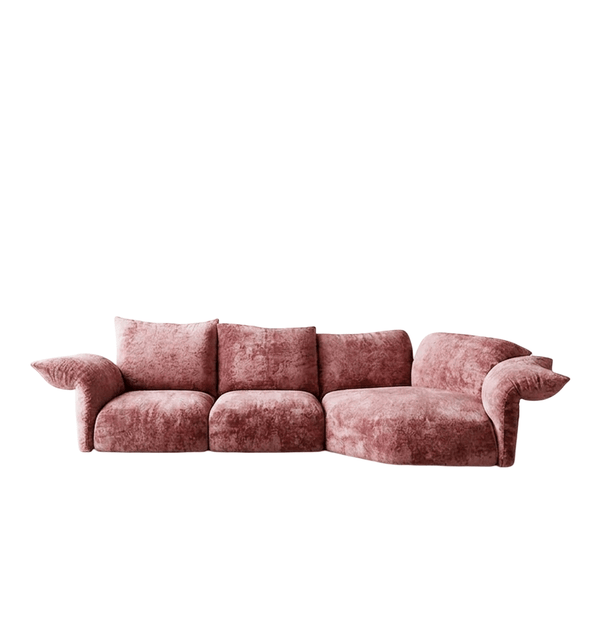 Cove Petal Modular Three Seater Sofa – Contemporary Free-Form Chenille Sofa with High-Density Sponge Cushions | Modern Living Room Seating in Cream, Pink & Blue - Sleek Furniture