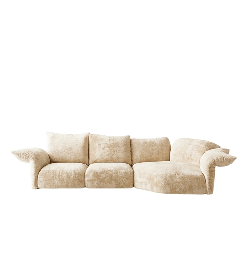 Cove Petal Modular Three Seater Sofa – Contemporary Free-Form Chenille Sofa with High-Density Sponge Cushions | Modern Living Room Seating in Cream, Pink & Blue - Sleek Furniture