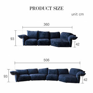 Cove Petal Modular Three Seater Sofa – Contemporary Free-Form Chenille Sofa with High-Density Sponge Cushions | Modern Living Room Seating in Cream, Pink & Blue - Sleek Furniture