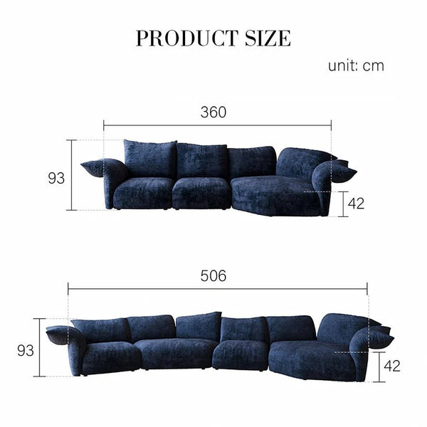 Cove Petal Modular Three Seater Sofa – Contemporary Free-Form Chenille Sofa with High-Density Sponge Cushions | Modern Living Room Seating in Cream, Pink & Blue - Sleek Furniture