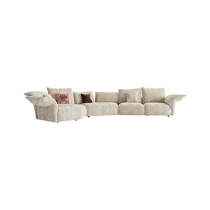 Cove Petal Modular Three Seater Sofa – Contemporary Free-Form Chenille Sofa with High-Density Sponge Cushions | Modern Living Room Seating in Cream, Pink & Blue - Sleek Furniture