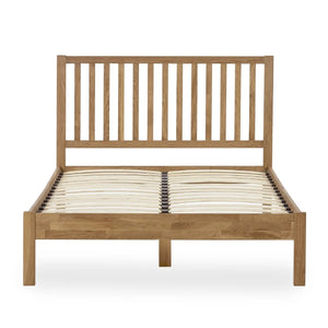 Coxmoor Solid Oak 150cm Bed Frame with Panelled Headboard – Natural Oak Finish - Sleek Furniture
