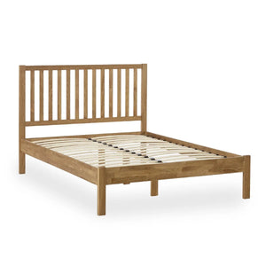 Coxmoor Solid Oak 150cm Bed Frame with Panelled Headboard – Natural Oak Finish - Sleek Furniture