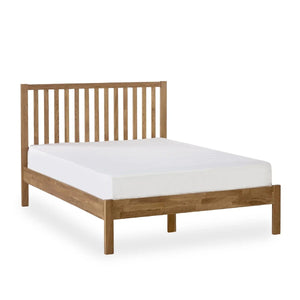 Coxmoor Solid Oak 150cm Bed Frame with Panelled Headboard – Natural Oak Finish - Sleek Furniture