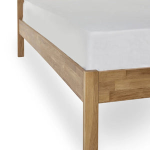 Coxmoor Solid Oak 150cm Bed Frame with Panelled Headboard – Natural Oak Finish - Sleek Furniture