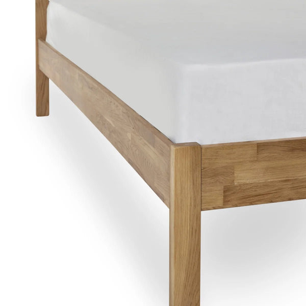 Coxmoor Solid Oak 150cm Bed Frame with Panelled Headboard – Natural Oak Finish - Sleek Furniture