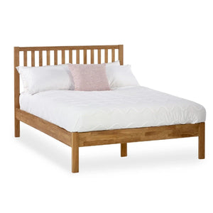 Coxmoor Solid Oak 150cm Bed Frame with Panelled Headboard – Natural Oak Finish - Sleek Furniture