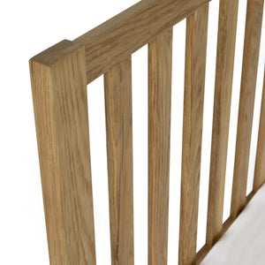 Coxmoor Solid Oak 150cm Bed Frame with Panelled Headboard – Natural Oak Finish - Sleek Furniture