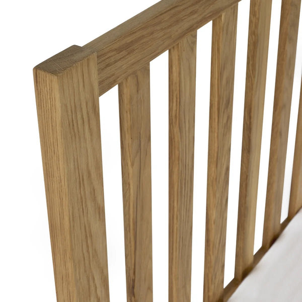 Coxmoor Solid Oak 150cm Bed Frame with Panelled Headboard – Natural Oak Finish - Sleek Furniture