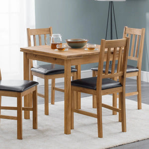 Coxmoor Solid Oak Extending Dining Table with Integrated Leaf Extension – Oiled Finish - Sleek Furniture
