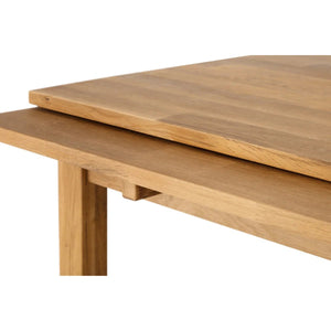 Coxmoor Solid Oak Extending Dining Table with Integrated Leaf Extension – Oiled Finish - Sleek Furniture
