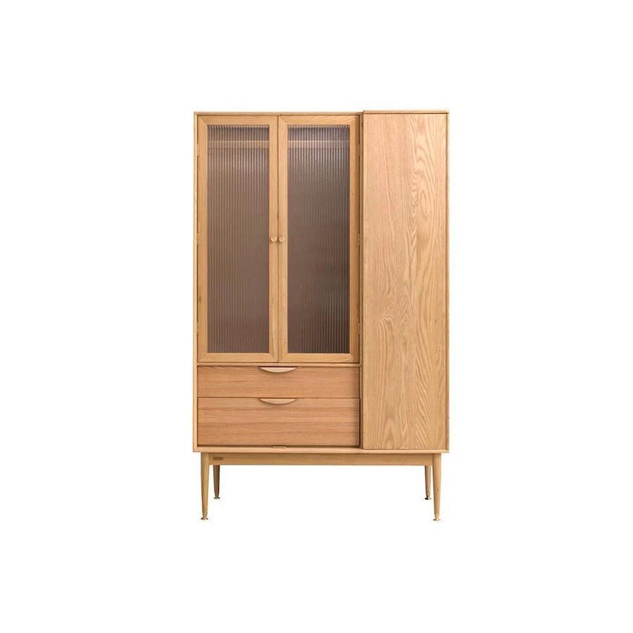 Crestwood Ash Wardrobe – Contemporary Wooden & Glass Storage Cabinet in Black & Ash Finish - Sleek Furniture