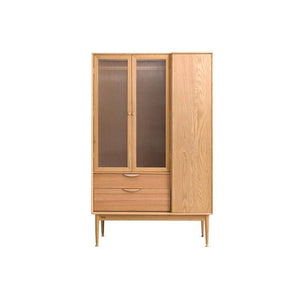 Crestwood Ash Wardrobe – Contemporary Wooden & Glass Storage Cabinet in Black & Ash Finish - Sleek Furniture