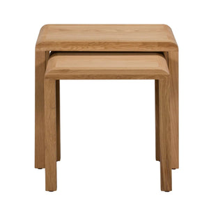 Curve Solid Oak Nest of 2 Tables – Modern Space-Saving Living Room Side Table Set - Sleek Furniture