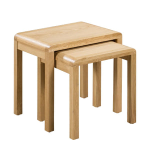 Curve Solid Oak Nest of 2 Tables – Modern Space-Saving Living Room Side Table Set - Sleek Furniture