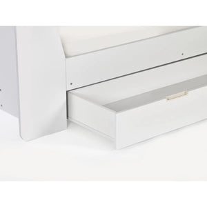 Cyclone Wooden Daybed with Pull-Out Storage Drawer & Overhead Shelving – White - Sleek Furniture