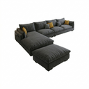 G918 Amos Three Seater Corner Sofa – Modern Leathaire Upholstered L-Shaped Sofa | Comfortable Contemporary Living Room Couch (Grey, Beige, Dark Grey, Blue)