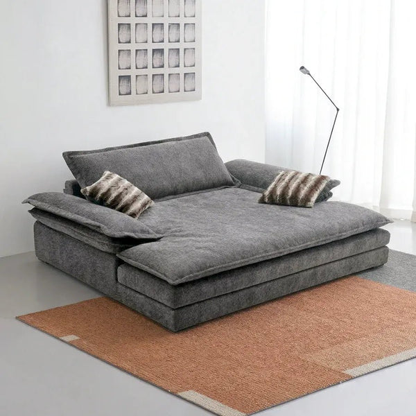 Dela Cruz Chenille Sofa Bed – Convertible Single or Two Seater Sofa Bed with High Density Sponge, Modern Grey Sofa & Bed for Living Room or Guest Room - Sleek Furniture