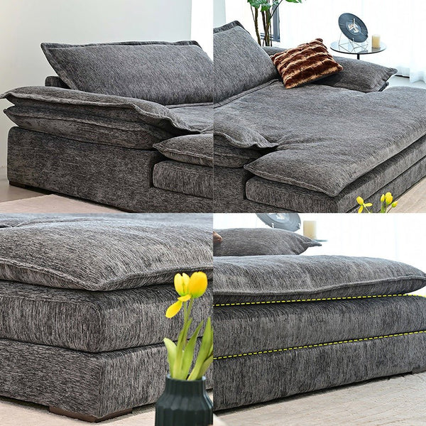 Dela Cruz Chenille Sofa Bed – Convertible Single or Two Seater Sofa Bed with High Density Sponge, Modern Grey Sofa & Bed for Living Room or Guest Room - Sleek Furniture