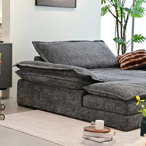 Dela Cruz Chenille Sofa Bed – Convertible Single or Two Seater Sofa Bed with High Density Sponge, Modern Grey Sofa & Bed for Living Room or Guest Room - Sleek Furniture
