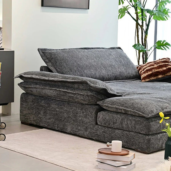 Dela Cruz Chenille Sofa Bed – Convertible Single or Two Seater Sofa Bed with High Density Sponge, Modern Grey Sofa & Bed for Living Room or Guest Room - Sleek Furniture