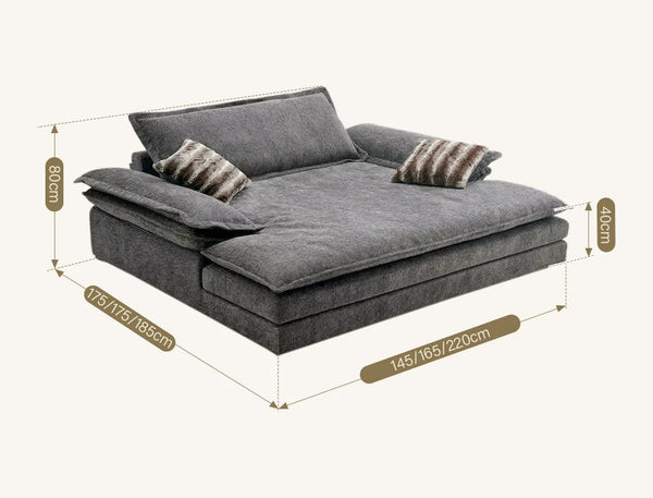 Dela Cruz Chenille Sofa Bed – Convertible Single or Two Seater Sofa Bed with High Density Sponge, Modern Grey Sofa & Bed for Living Room or Guest Room - Sleek Furniture