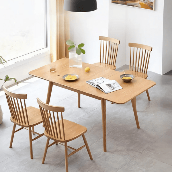 Delicia Extendable Dining Table, Ash Finish, Modern Wooden Dining Table, Space-Saving Extending Table for 4–6 Seater Dining - Sleek Furniture