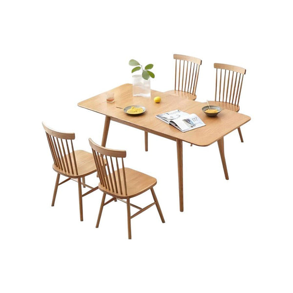 Delicia Extendable Dining Table, Ash Finish, Modern Wooden Dining Table, Space-Saving Extending Table for 4–6 Seater Dining - Sleek Furniture