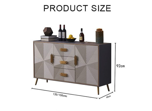 Delp Modern Dark Grey Sideboard Cabinet – MDF & Painted Steel Storage Unit with Metal Legs, Contemporary Multi - Purpose Cabinet for Living Room, Dining Room & Hallway - Sleek Furniture