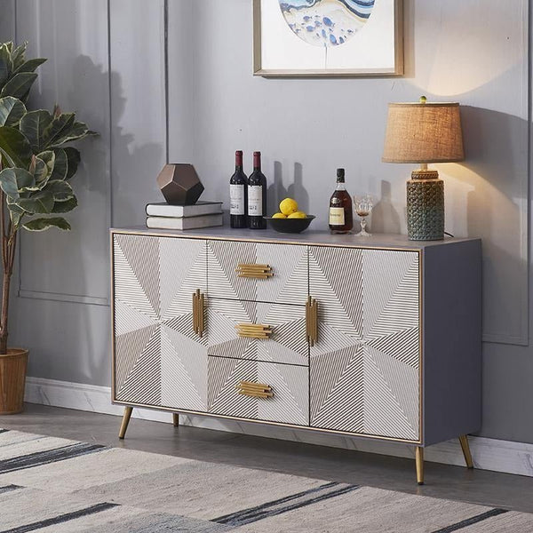 Delp Modern Dark Grey Sideboard Cabinet – MDF & Painted Steel Storage Unit with Metal Legs, Contemporary Multi - Purpose Cabinet for Living Room, Dining Room & Hallway - Sleek Furniture