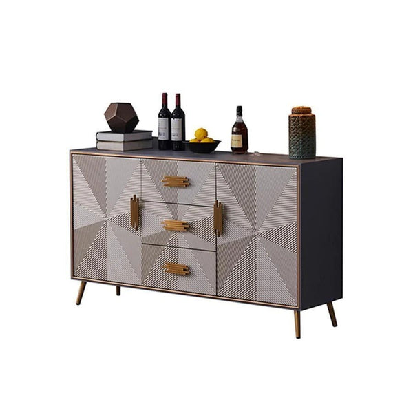 Delp Modern Dark Grey Sideboard Cabinet – MDF & Painted Steel Storage Unit with Metal Legs, Contemporary Multi - Purpose Cabinet for Living Room, Dining Room & Hallway - Sleek Furniture