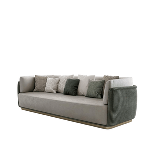 Demure Three Seater Velvet Sofa | Modern Contemporary 3-Seater Couch with Painted Steel Frame | Beige, Brown & Green Upholstered Living Room Sofa - Sleek Furniture