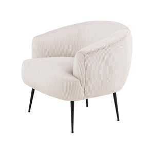 Derry Armchair, Beige Velvet | Modern Retro Accent Chair with Slim Steel Legs