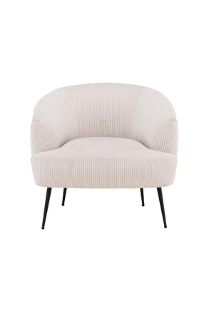 Derry Armchair, Beige Velvet | Modern Retro Accent Chair with Slim Steel Legs