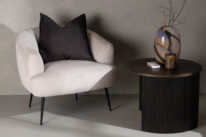 Derry Armchair, Beige Velvet | Modern Retro Accent Chair with Slim Steel Legs