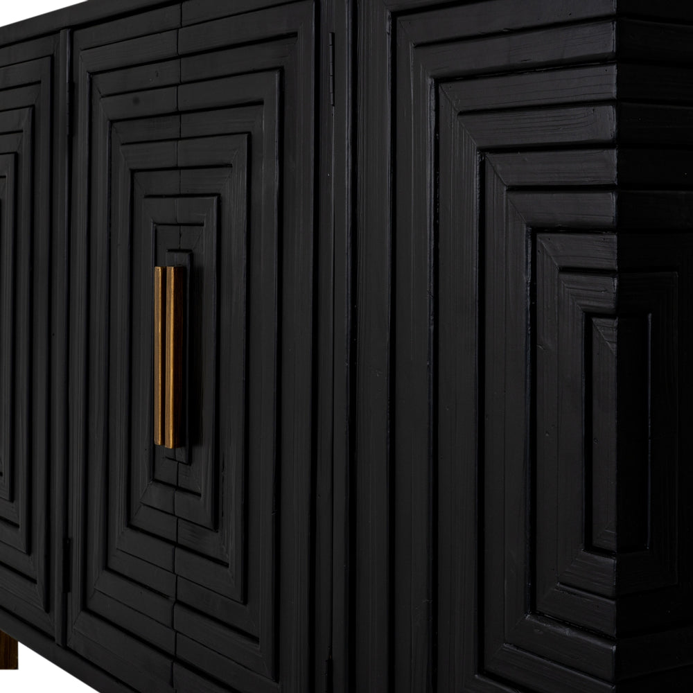 Lennox Black 2 Door Sideboard – Modern Wood Storage Cabinet with Noir Finish & Gold Accents - My Store