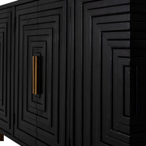 Lennox Black 2 Door Sideboard – Modern Wood Storage Cabinet with Noir Finish & Gold Accents - My Store