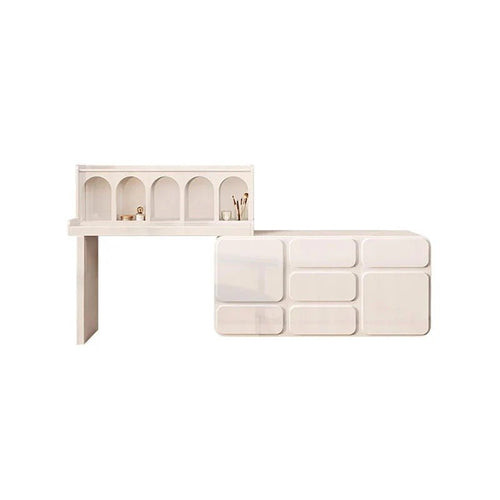 Dinah Dressing Table with Sideboard Storage – Modern Wooden Vanity Desk in Cream or Black, No Assembly Required - Sleek Furniture