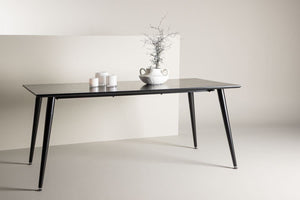 Dipp Rectangular Dining Table 180x90 cm | Black MDF Top with Metal Base