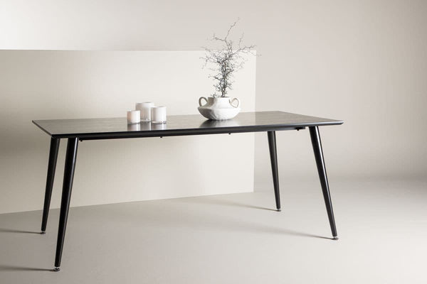 Dipp Rectangular Dining Table 180x90 cm | Black MDF Top with Metal Base