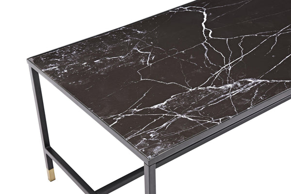 Dipp Black Glass Sofa Table 130x60 cm – Stylish Nordic Coffee Table by Mmilo