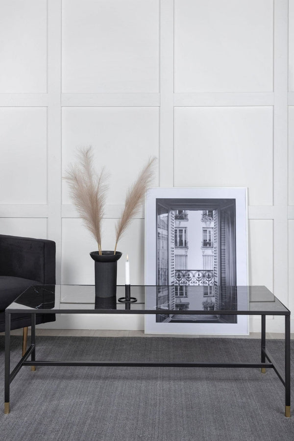 Dipp Black Glass Sofa Table 130x60 cm – Stylish Nordic Coffee Table by Mmilo