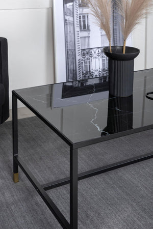 Dipp Black Glass Sofa Table 130x60 cm – Stylish Nordic Coffee Table by Mmilo