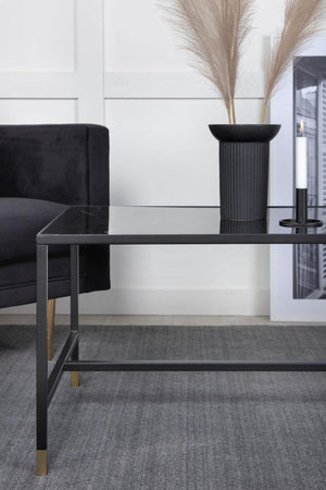 Dipp Black Glass Sofa Table 130x60 cm – Stylish Nordic Coffee Table by Mmilo