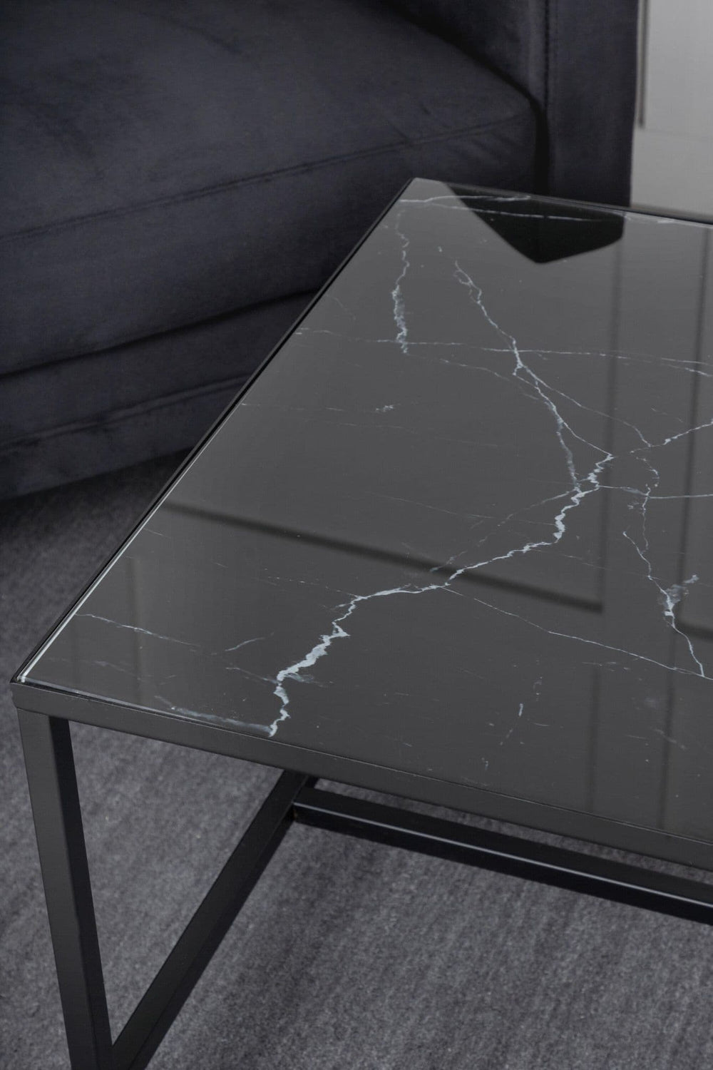 Dipp Black Glass Sofa Table 130x60 cm – Stylish Nordic Coffee Table by Mmilo